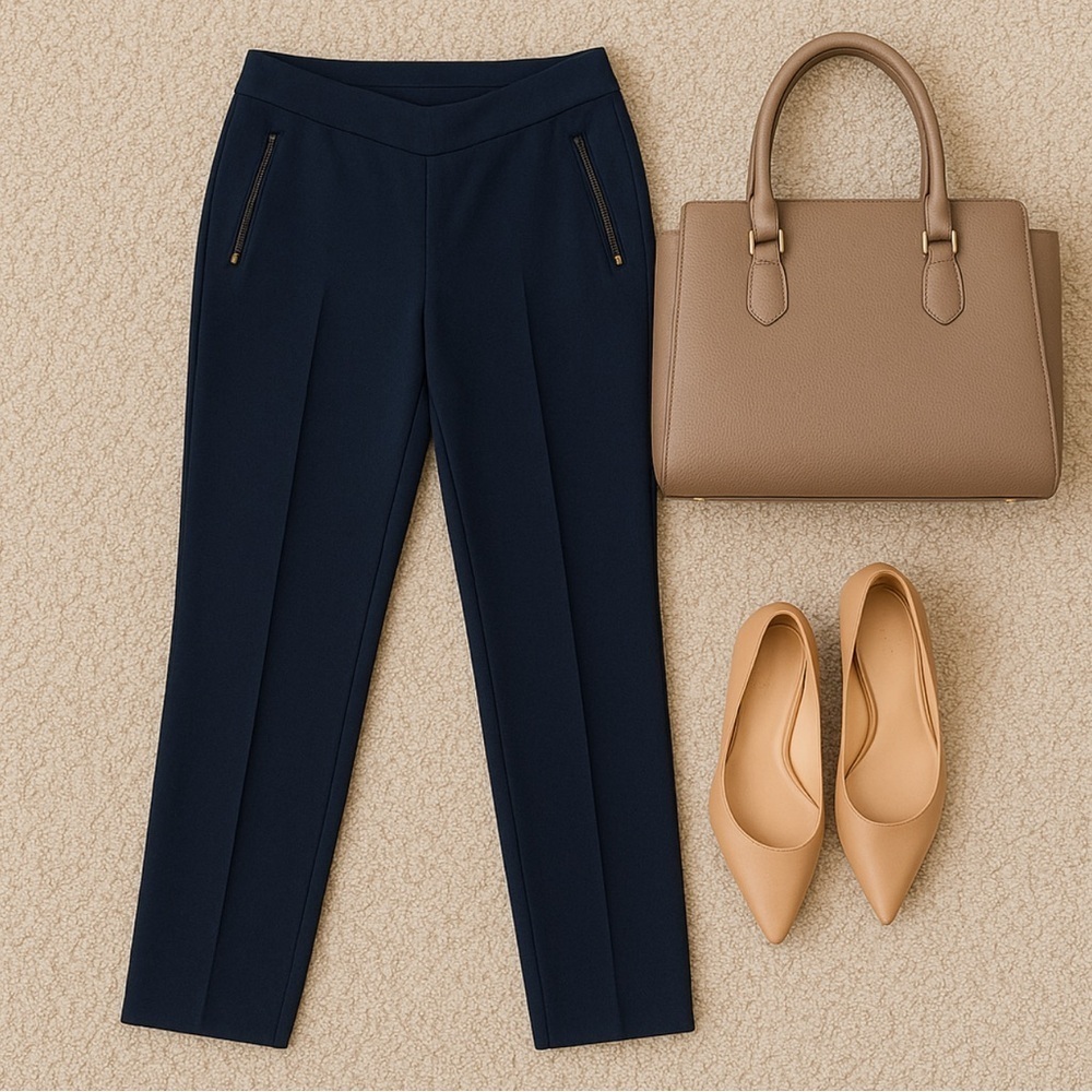 Ralph Lauren Navy Slim Cropped Ankle Pants